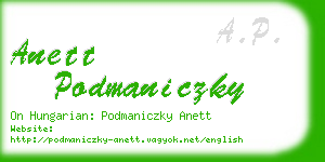 anett podmaniczky business card